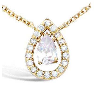 [L9546] - Gold Plated Necklace 'Sissi' White Gold - 13x9