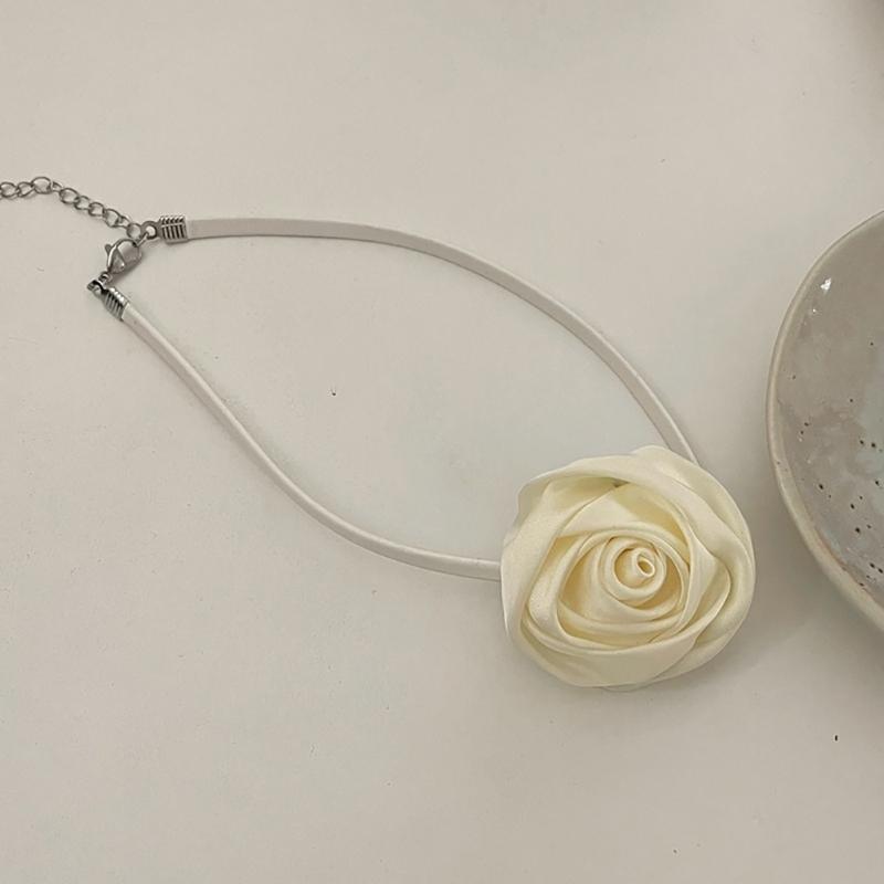 Gothic Elegant Big Rose Flower Clavicle Chain Necklace Women Wedding Bridal Sexy Adjustable Choker Jewelry Y2K Accessory