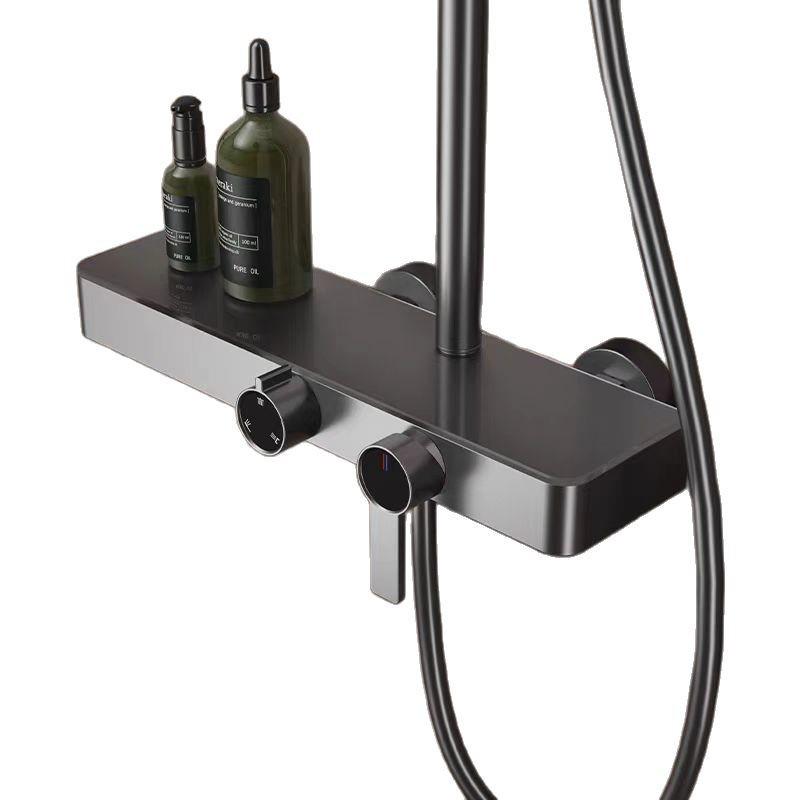 Lyxigt Regnduschhuvud i Helkoppar med Stor Förvaring och Justerbar Temperaturkontroll