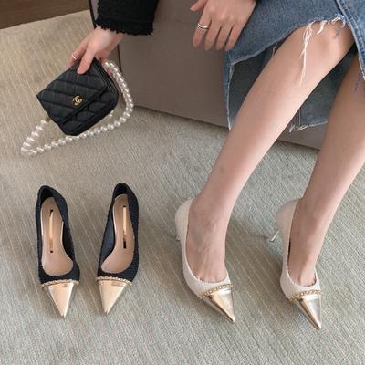 Autumn New Temperament Celebrity Bag Head Thin Heel Versatile Dress Shoes Women's Shallow Mouth Pick High Heel Single Shoes