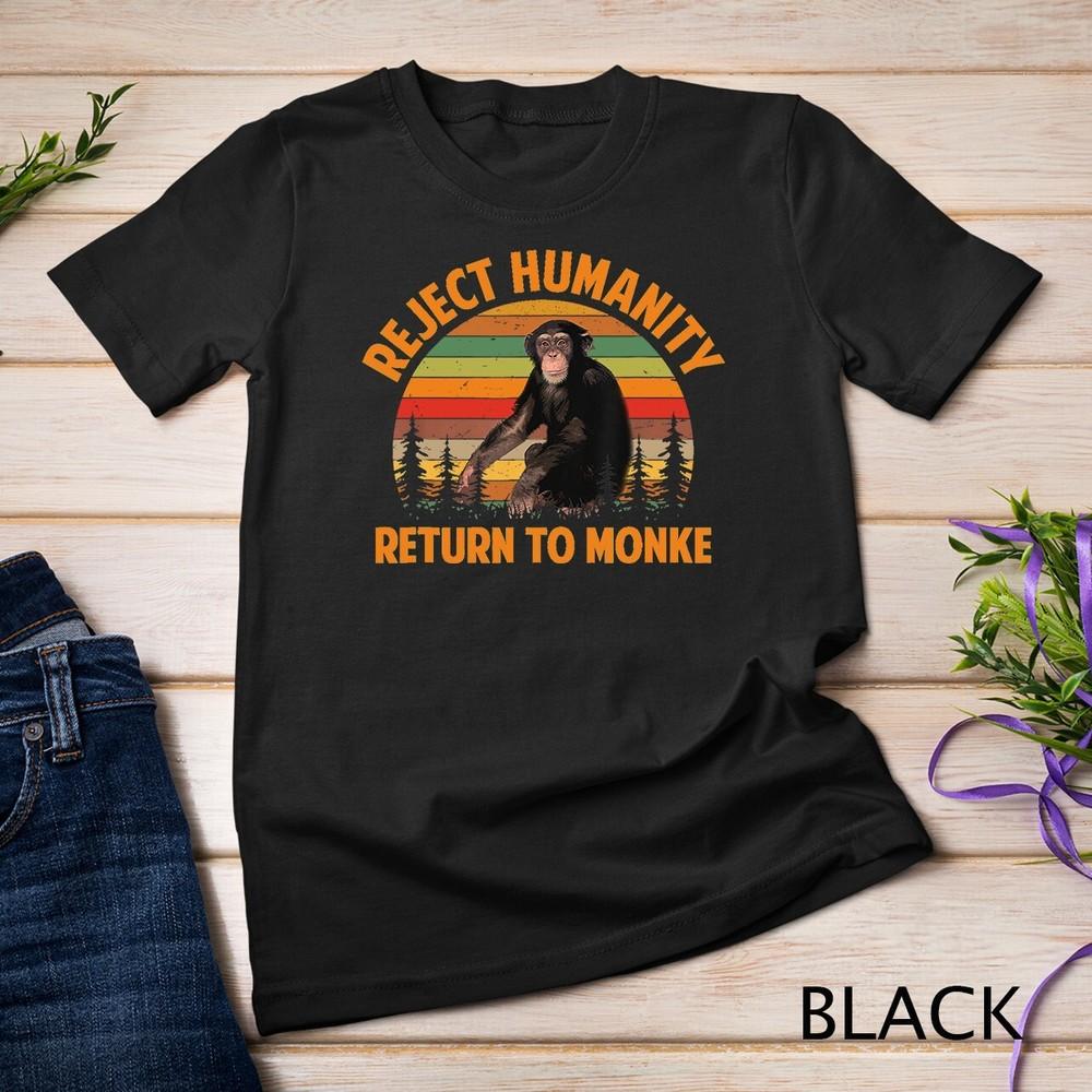 Funny Reject Humanity Return to Monke Meme Monkey Evolution Unisex T-shirt M