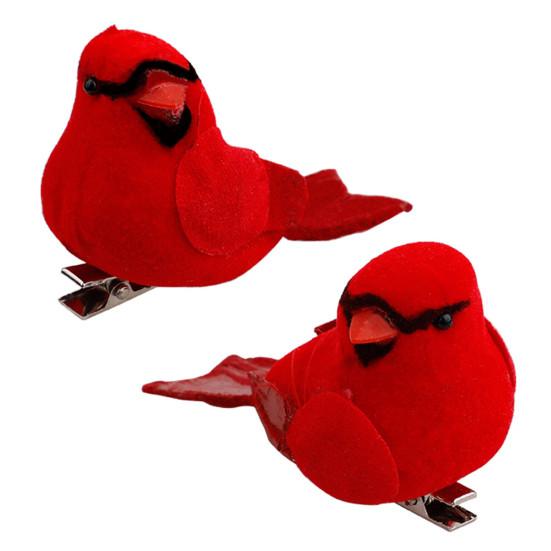 10Pcs Artificial Red Christmas Lucky Birds DIY Xmas Tree Pendant Decoration Gift