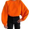 Felpa con scollo rotondo patchwork a maniche lunghe tinta unita versatile da donna 2024 Transfrontaliera