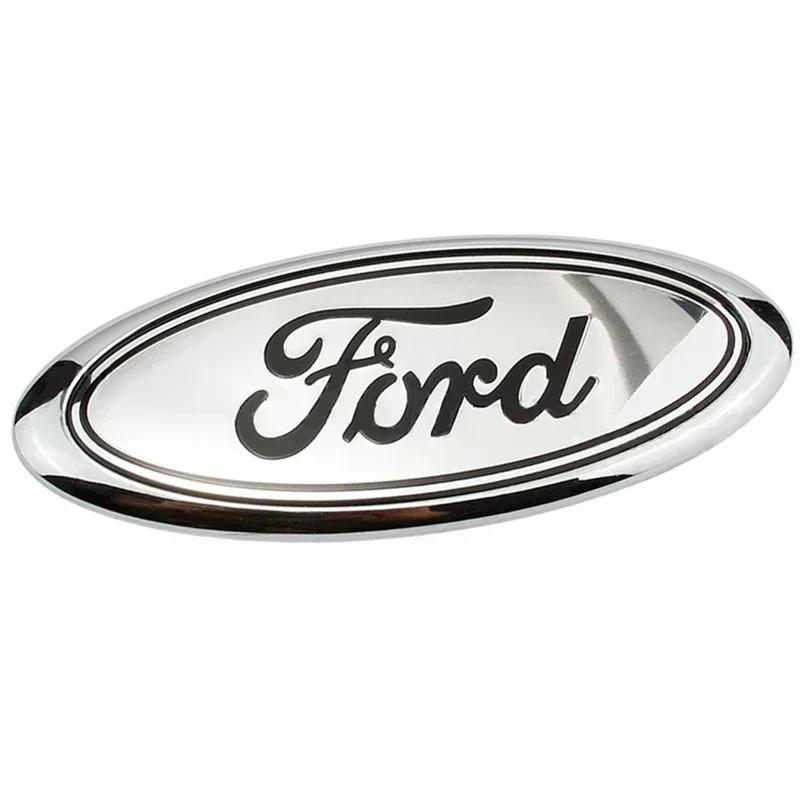 12.5X5CM Car Front Grille Hood Trunk Logo Sticker For Ford Ranger Kuga Edge Focus Mk3 Fiesta Mk7 Mondeo Mk4 S-MAX F150 Transit