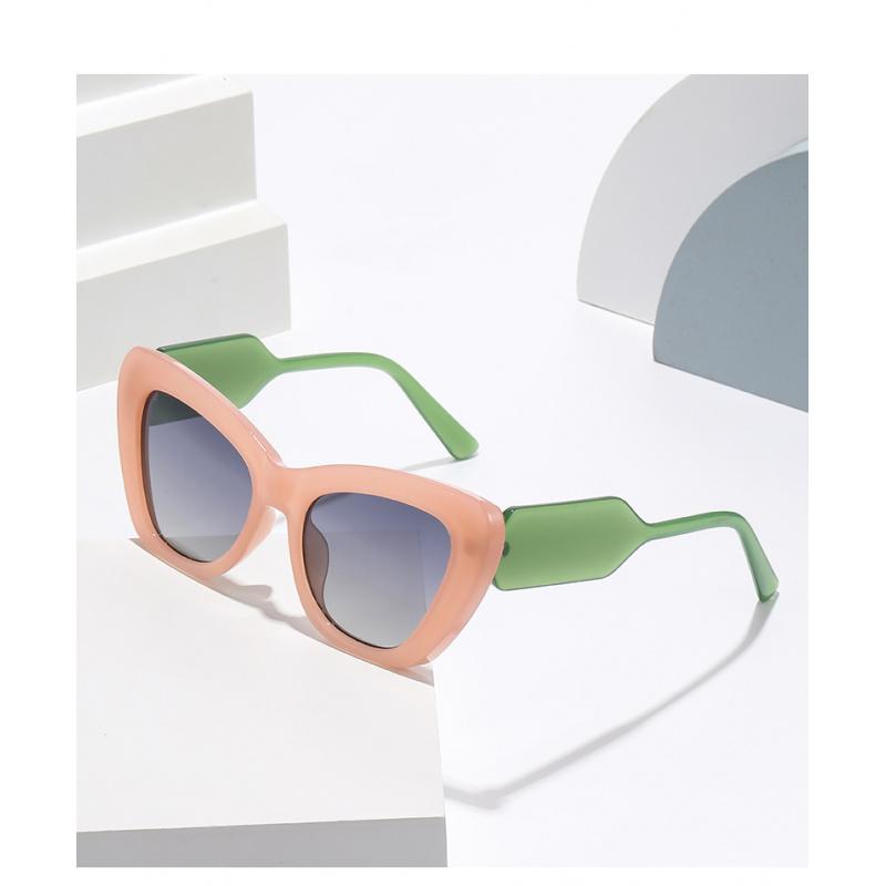 Personalized Color Block Fashion Cat Eye Sunglasses European and American Style Women's Casual Sun Protection Sunglasses