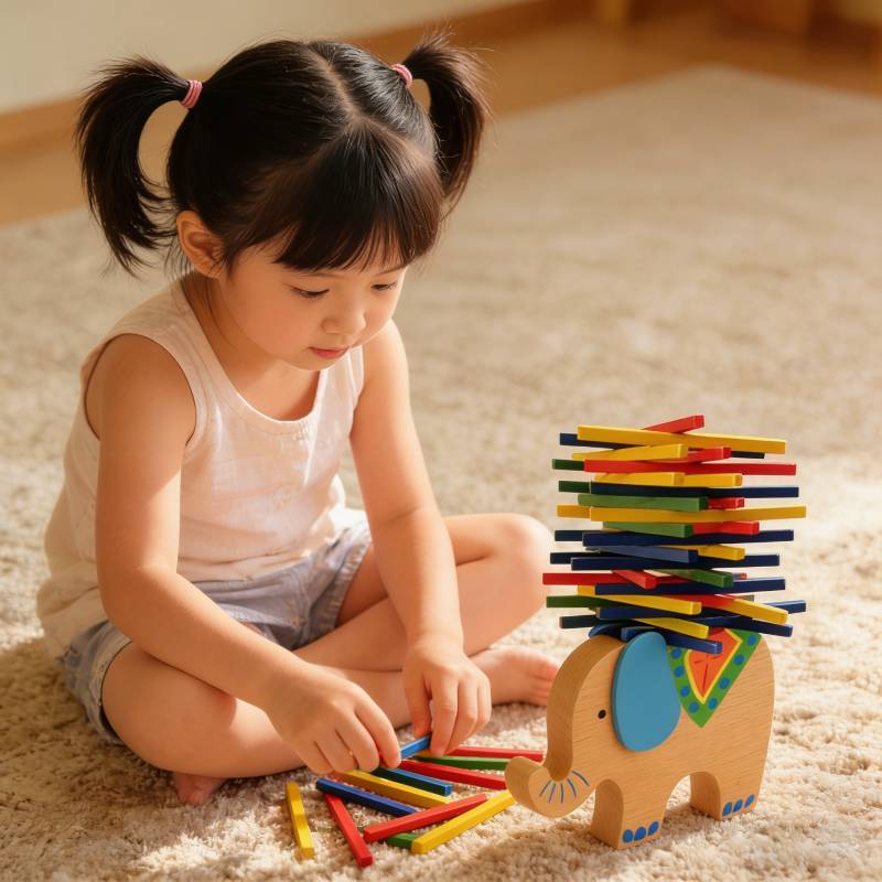 Wooden Childrens Balance Beam Toy With Colorful Blocks For Early Education Development