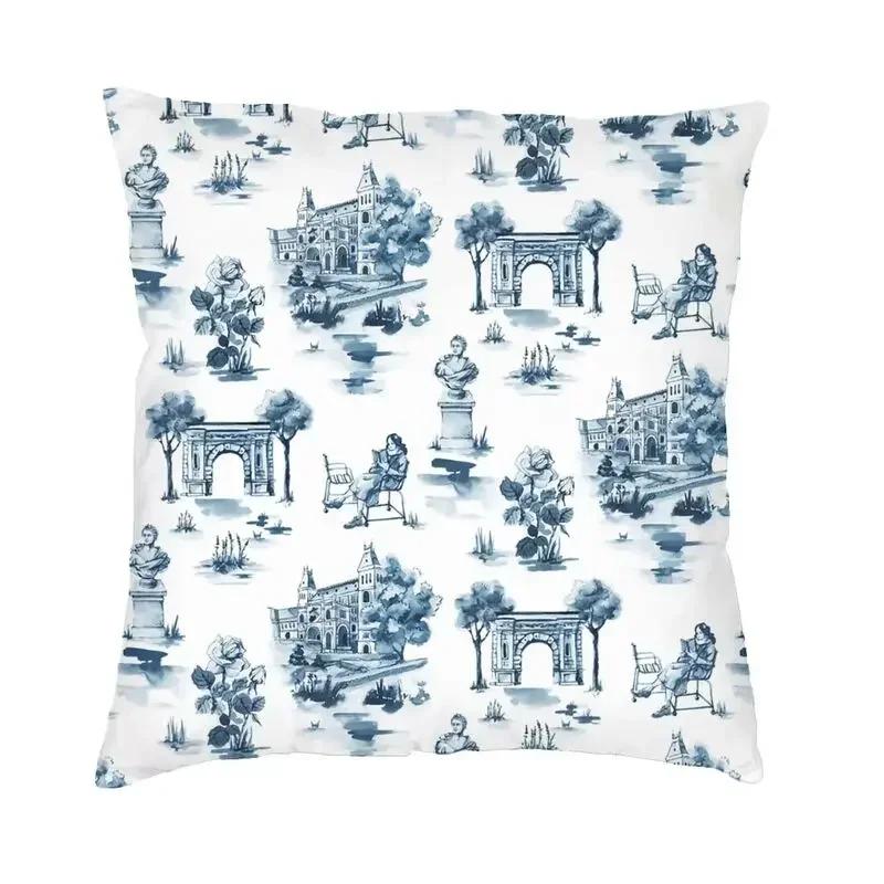 Toile De Jouy Sepia Vintage Pařížský Umělecký Design Čtvercový Povlak na Dekorační Polštář D Oboustranný Tisk Potah na Polštář pro Pohovku
