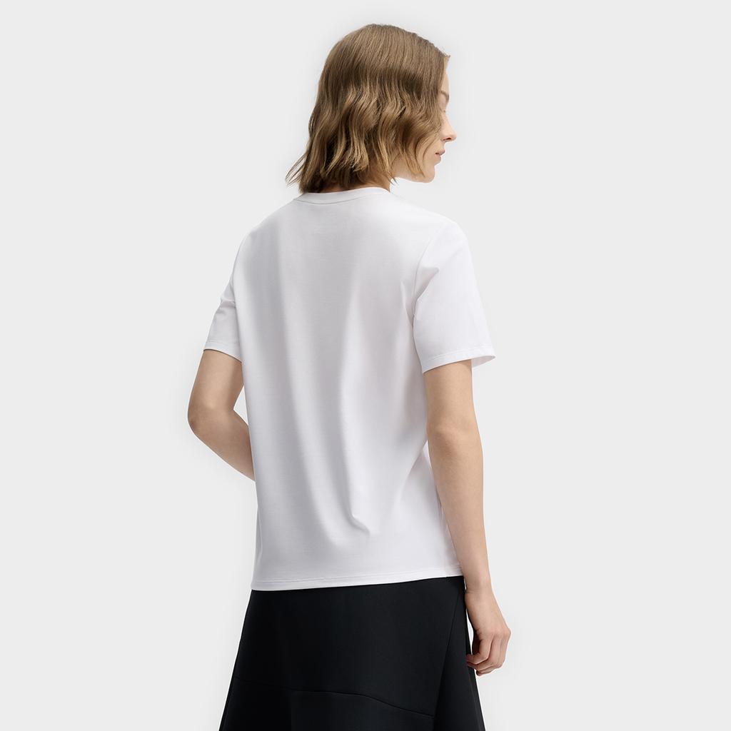 Fila White Soft Master Fashion Versatile Casual Comfortable Simple Round Neck Pullover Short Sleeve T-Shirt Women T-Shirts F11W513103F-WT