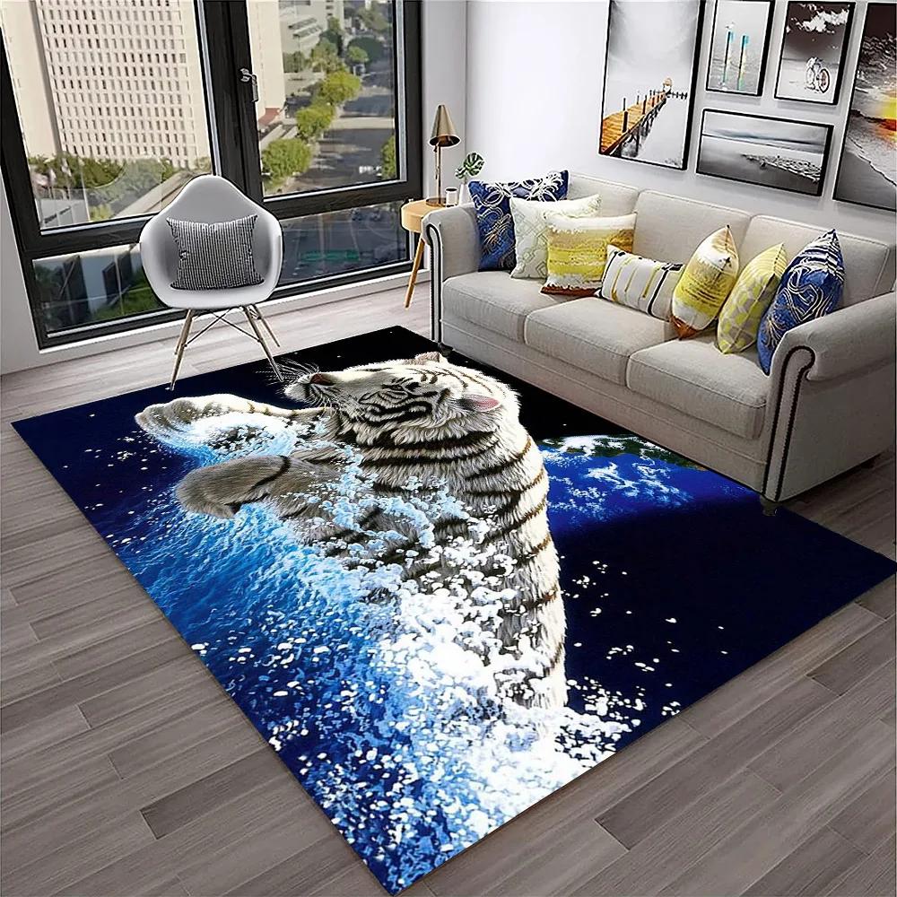 Tappeto Animale Tigre dei Sogni 3D Cartoon per Casa Soggiorno Camera da Letto Divano Zerbino Decorazione, Tappeto per Area Giochi Bambini Tappetino Antiscivolo
