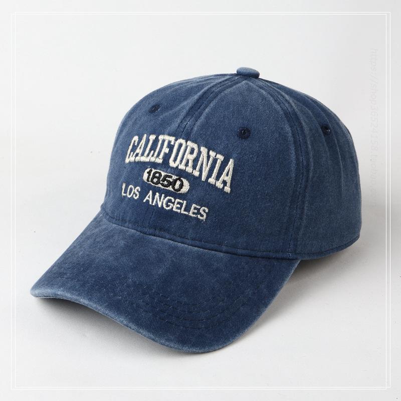 New Hat Japanese Trend Wide Brim Versatile Washed Baseball Cap Men's Korean Version Embroidered Letter Cap Women