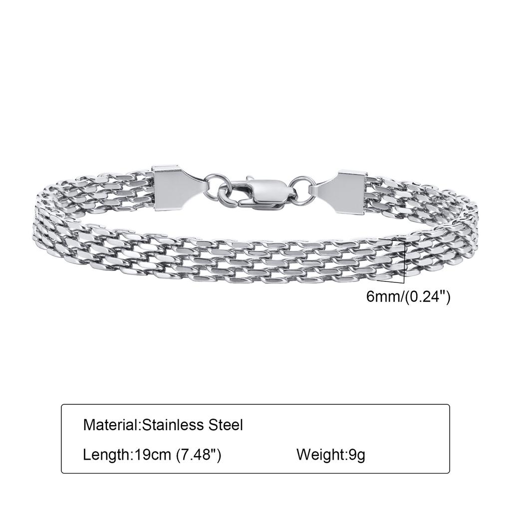 Mesh Link Chain Stainless Steel Bracelet for Women, 3mm/4mm/6mm Gold Plated Italian Chain Wristband Gift Jewelry, Non Tarnis