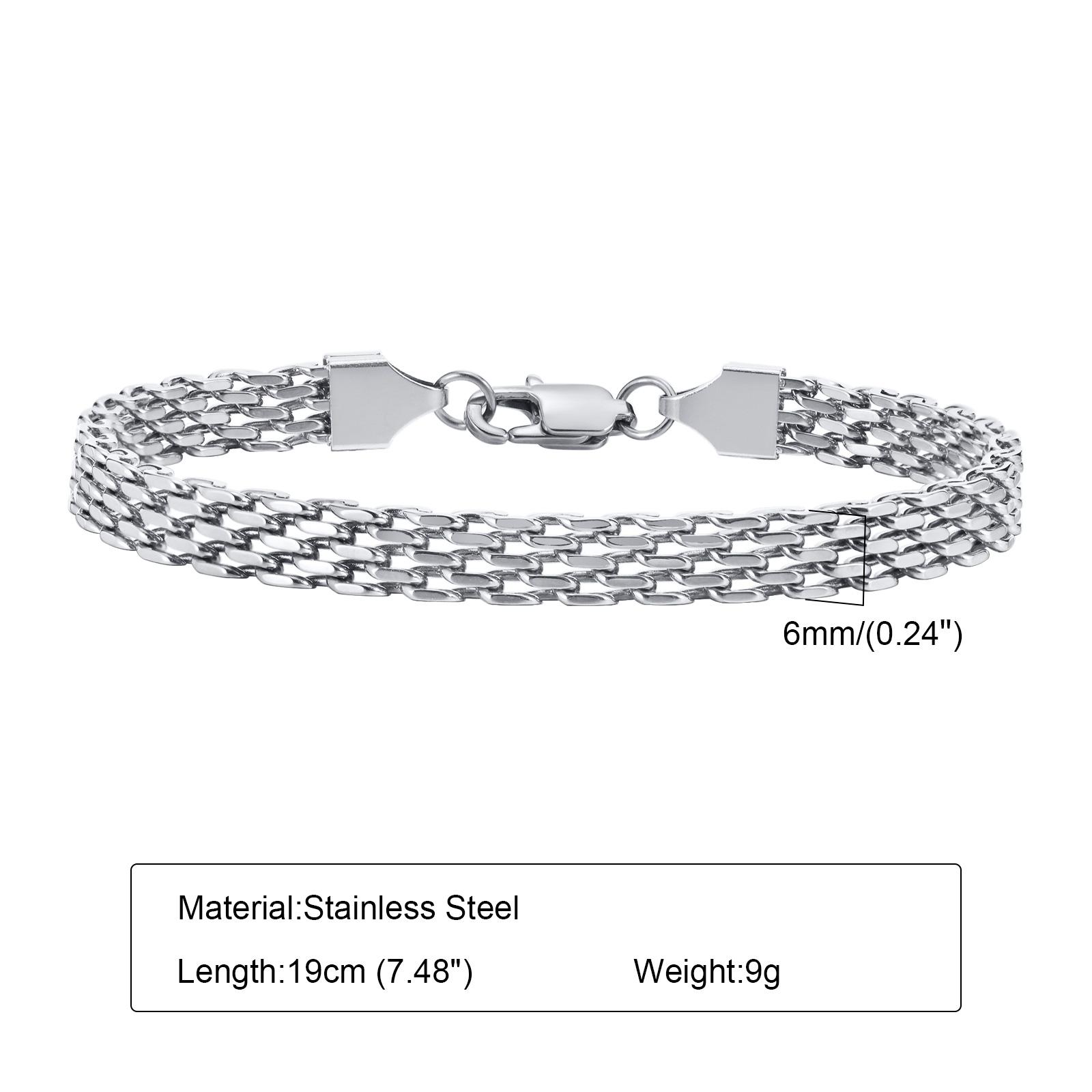 

Mesh Link Chain Stainless Steel Bracelet for Women, 3mm/4mm/6mm Gold Plated Italian Chain Wristband Gift Jewelry, Non Tarnis