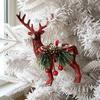 Vogel Rote Weihnachtsornamente Girlande Elch Weihnachtsbaumdekorationen Schneeflocken Schlittschuhe Schneefall Weihnachten Anhänger Fensterszene Dekor