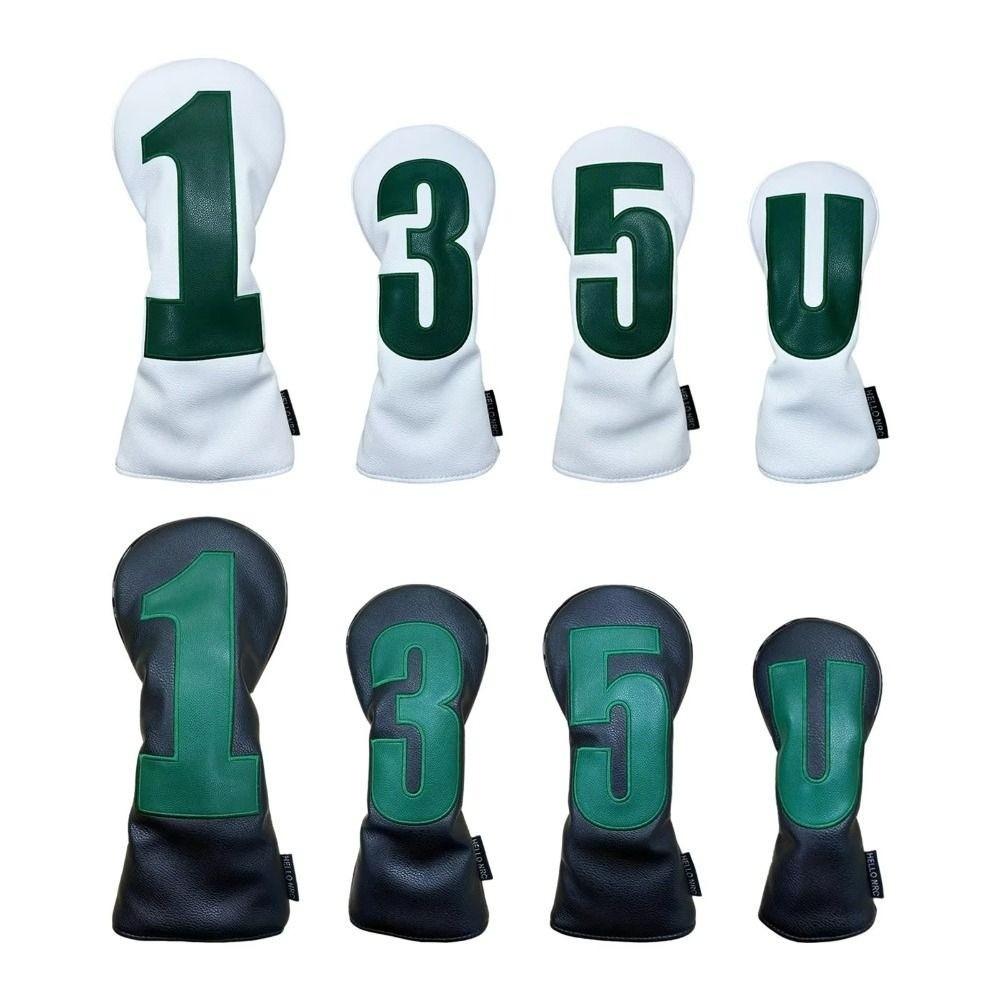PU Leather Golf Club Cover 1 3 5 U Embroidered Portable Driver Fairway Multifunctional Golf Club Head