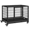 36" Heavy Duty Metalen Hondenkennel Huisdierkooi met Lade Hondenhok op Wielen - Zwart (Medium)