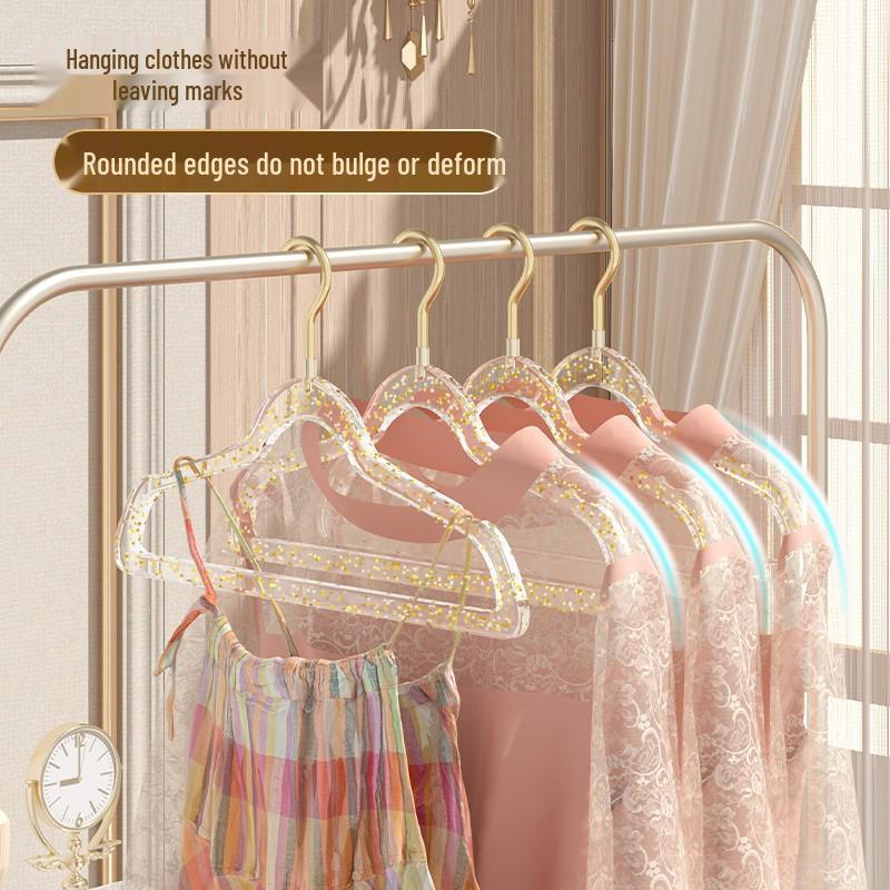 Cute Acrylic Crystal Clothes Hanger for Women's Seamless Clothing - Transparent with Gold Powder