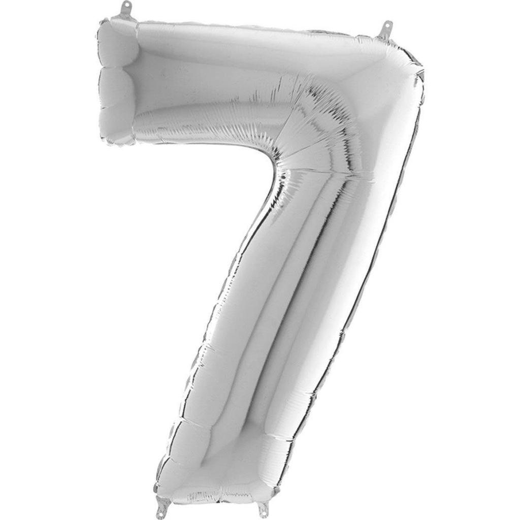 Balon Foliowy Cyfra 7 Srebrna - 102 Cm Grabo