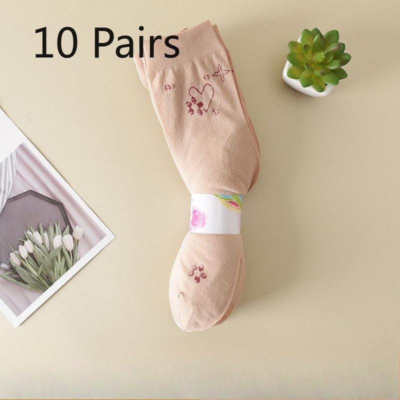 10 Pairs of Thin Short Stockings for Middle-aged and Elderly People, with Loose Joints, Anti-slip, Breathable and Anti-hooking, Followed By Stockings