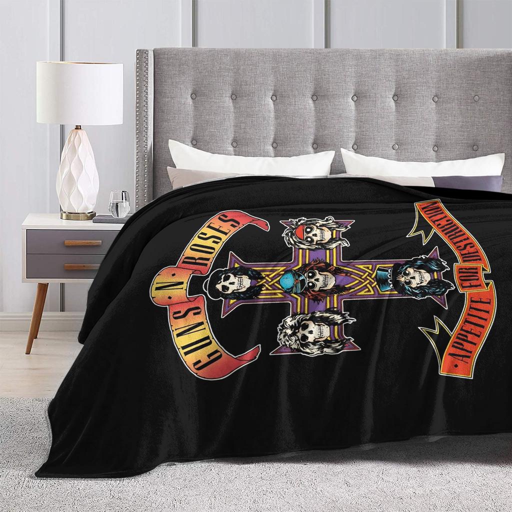 Guns N Roses Band  Warm Soft Blanket  Travel Office Plush Throw Blanket Novelty Couch Chair Flannel Bedspread Sofa Bed Cover