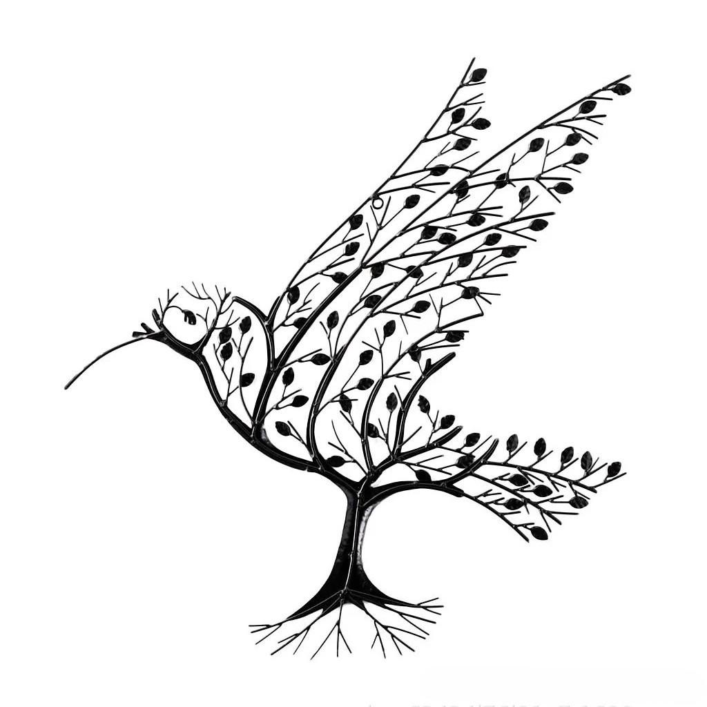 

Hummingbird with Branches Metal Home Decor Items Hummingbird Fall Decor Room Decoration Modern Home Decoration 28cm 30cm 0.3cm чёрный
