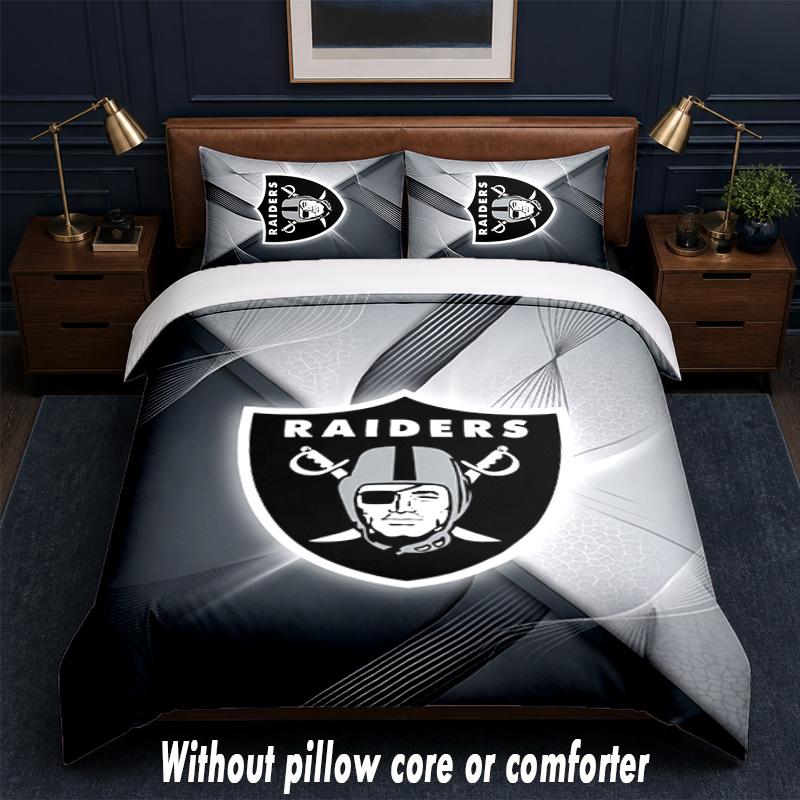 Set Biancheria da Letto Design Las Vegas Raiders 1 Copripiumino + 2 Federe Morbido Traspirante Biancheria da Letto per la Casa