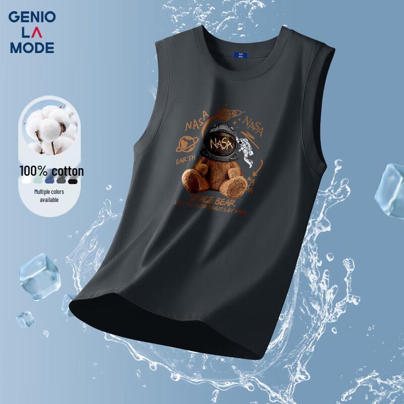Мужская хлопковая майка-борцовка с изображением медведя-астронавта GENIOLAMODE L