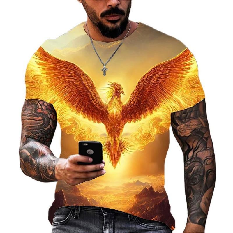 Summer Fashion New Men's Printed T-shirt Spaceship Round Neck Plus Size Men's Short Sleeve Plus Size Casual Sports Top