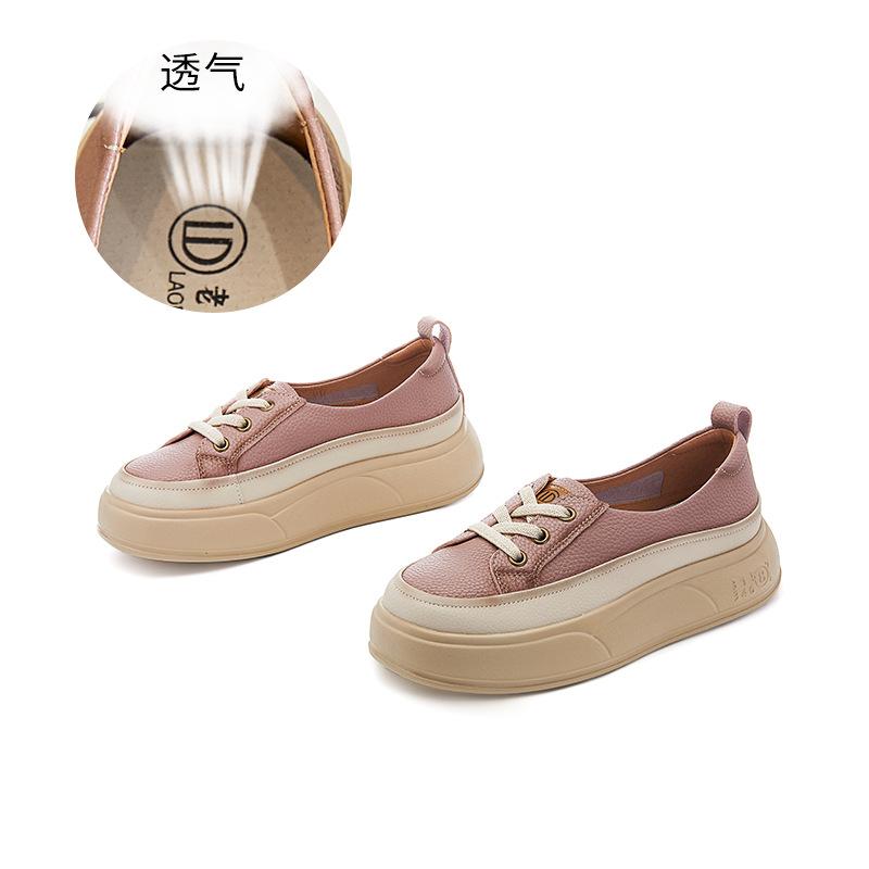 Small Size 34 Large Size 41 Leather Retro Board Shoes 2025 Spring and Summer New Thick-soled Heightening White Shoes Ethnic Style Women's Shoes