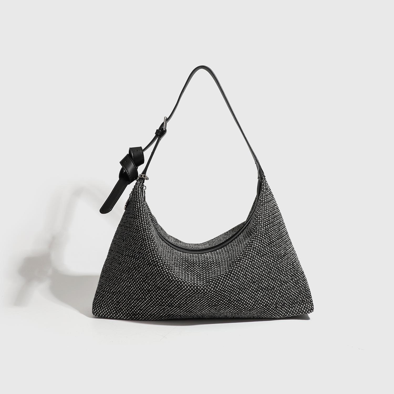 

Vintage Woven Handbag for Women, 2025 Summer New Model, Niche High-End Fashionable Shoulder and Crossbody Bag чорний