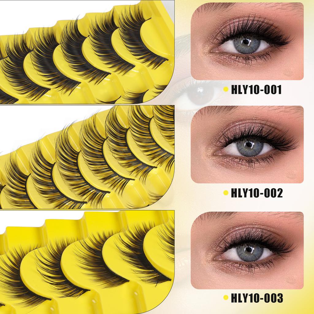 10 Pairs Of Oblique Flying Fox Eyes Large-Capacity Mixed False Eyelashes Natural Thick Simulated Eyelashes