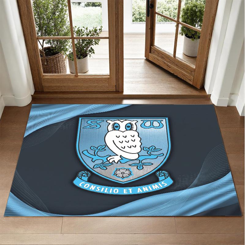 Sheffield Wednesday Design Crystal Velvet Rug Soft Decorative Mat for Bedroom Entrance