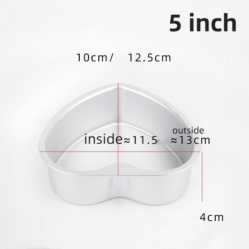 3/4/5/6/7/8/10/11 Inch Heart Shaped Cake Pan mold Solid Bottom Aluminum Alloy Chocolate Cake Pan Silver Tin Baking Mold Mould