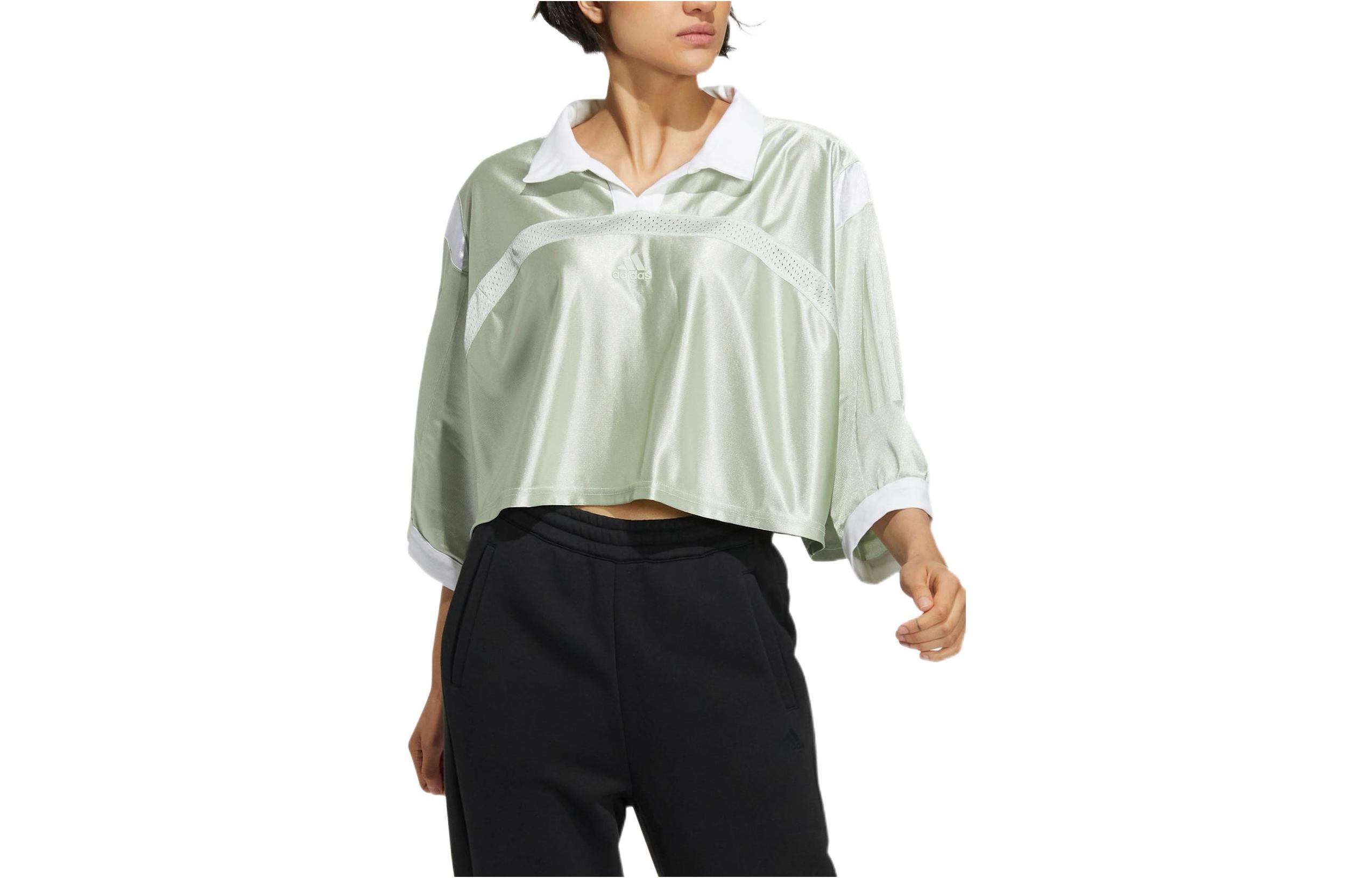 Adidas Crop Tops Women s Green Lapel Moderate HM5294 XXL