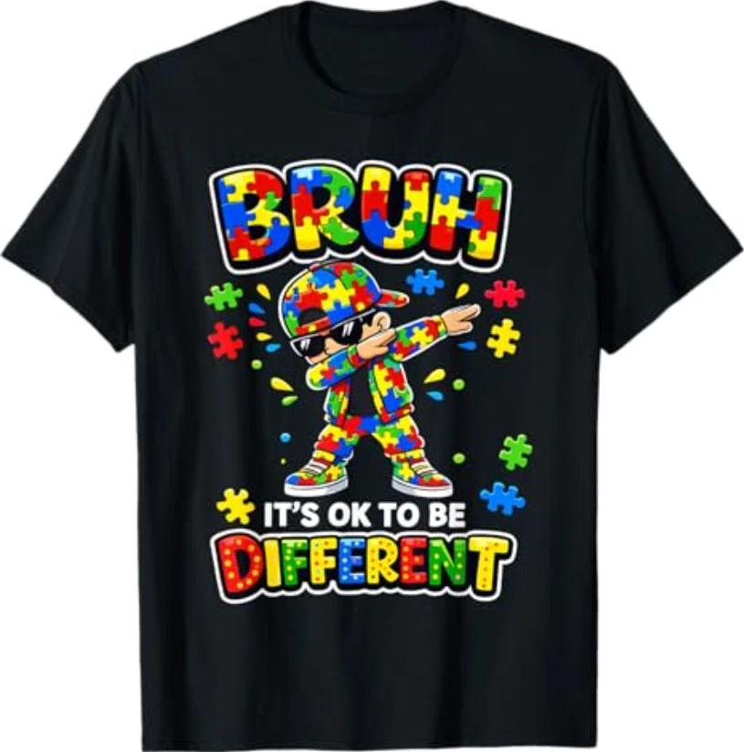Bruh Its OK to Be Different Autism Awareness T-Shirt 2XL