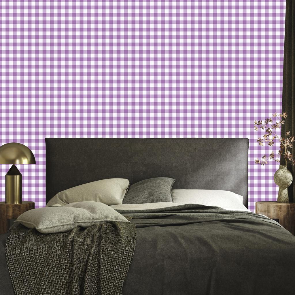 Wallpaper Fabric Pattern Purple, Lavender, White and Light Gray 50x1000