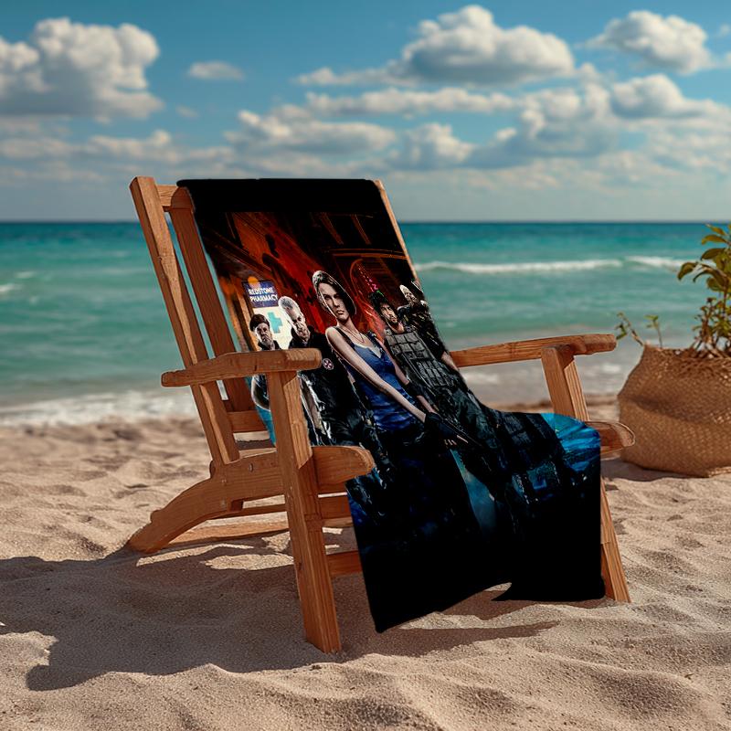 Ultra-Soft Beach Towel with Resident Evil Theme,Ideal for Pool - Camping, Diving - Perfect Travel Essential, Vibrant Beach Towel.