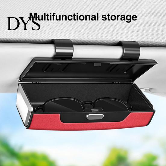Anti-scratch Car Organizer Storage Box for Sun Visor Shockproof Protective Eyeglasses Case with Soft Velvet Glasses Lining Magnetic Lock Large