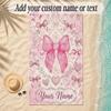 Hearts Theme Soft Beach Towel Personalized Custom Name Text Towel Portable for Beach Pool Travel
