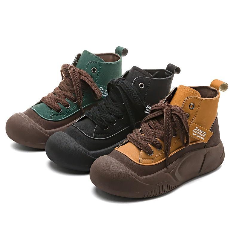 Korte støvletter damesko høye sko vår ny allsidig kvinnelige studenter tykk såle sko fritid brødsko dame