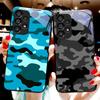 Camouflage Blue For Samsung Galaxy S10 20 Plus 21 FE 22 23 24 FE 25 Ultra Black Tempered Glass Phone Case Hard Shell