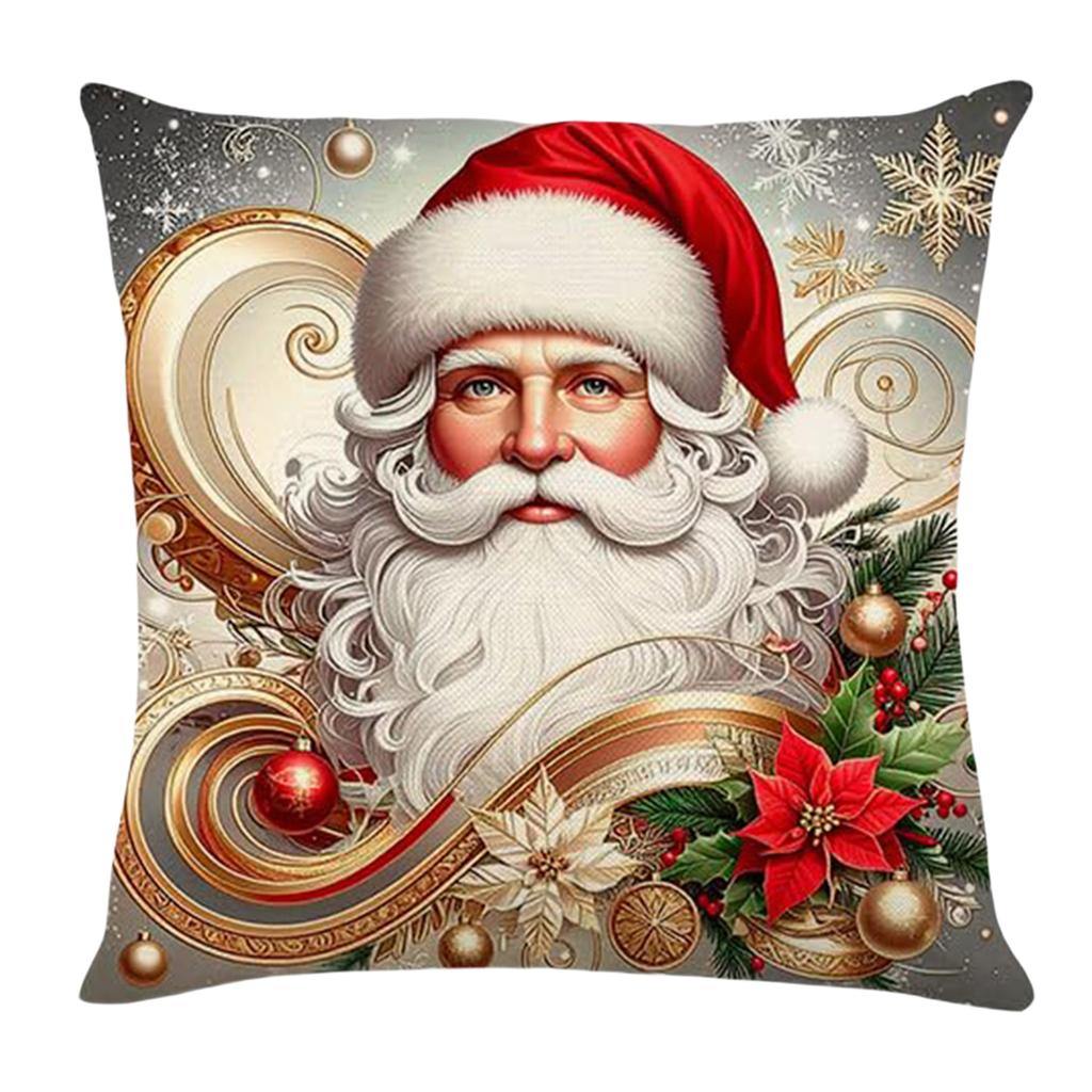4Pcs Christmas Themed Pillow Case Washable Soft Cushion Sleeve Reindeer Pattern Snowman Printed Cushion Cover for Outdoor Couch