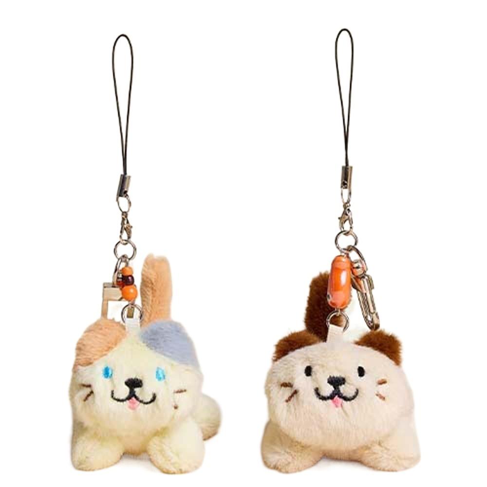 2pcs Zinc Zinc Alloy Angry Cat Keychains Mini Bag Charm Portable Plush Animal Key Ring  Kids