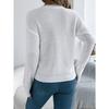 QICED Autumn and Winter Casual Solid Color V-shaped Hollowed-out Lantern Sleeve Pullover Sweater Women's Wear