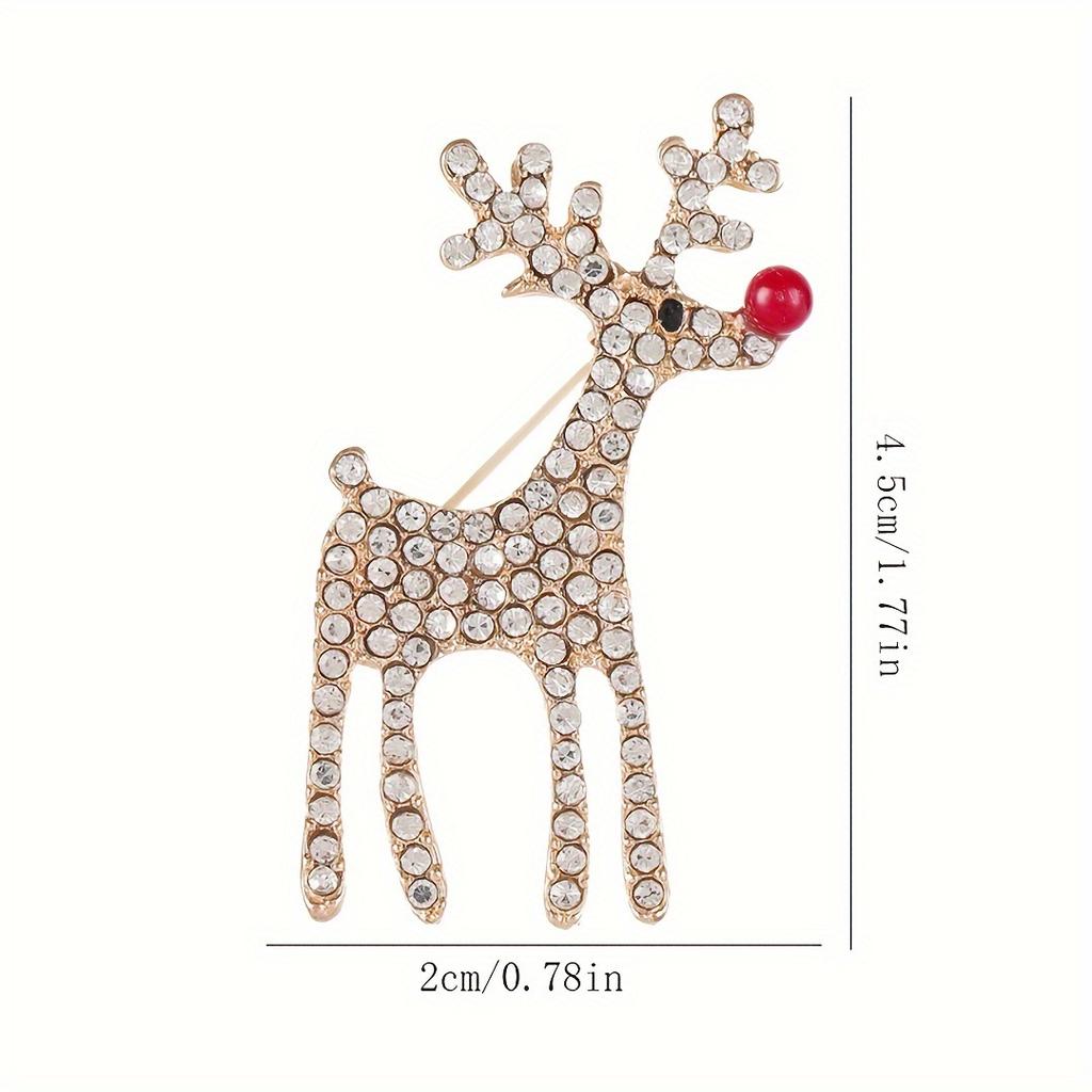 1pc Exquisite Alloy Crystal Rhinestone Deer Brooch Pin for Women, Versatile Reindeer Lapel Pin for Daily & Gift Accessory, All-Season Wear