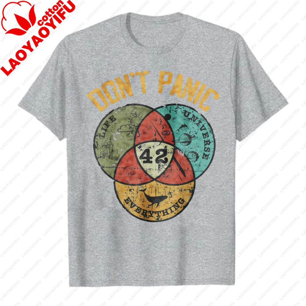 

42 Answer To Life The Universe and Everything Dont Panic TShirt Retro Distressed Hitchhikers Guide Galaxy Diagram Graphic Tee S