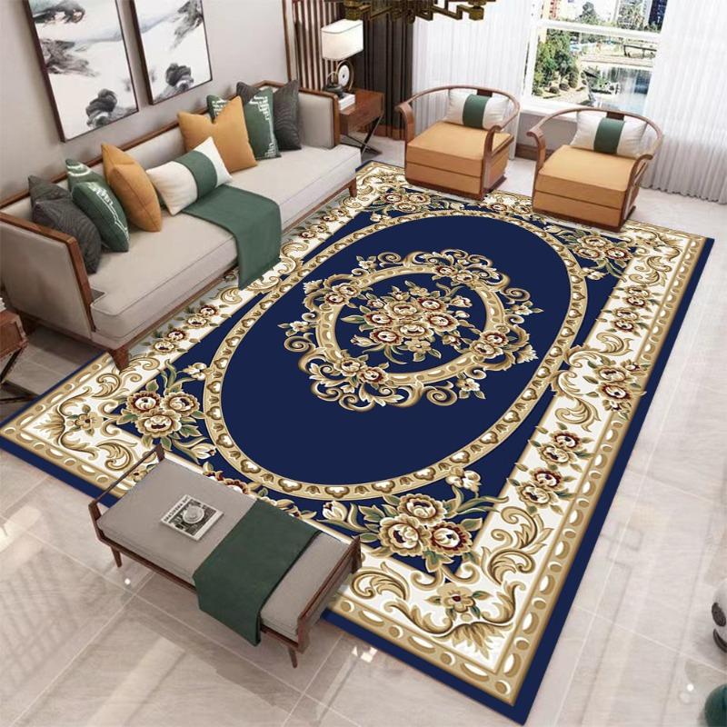 Luxury Blue Turkish Boho-style Carpetcarpet for Living Room Decor Bedroom Soft Floor Mat Balcony Lounge Rugs Kitchen Nonslip Mat