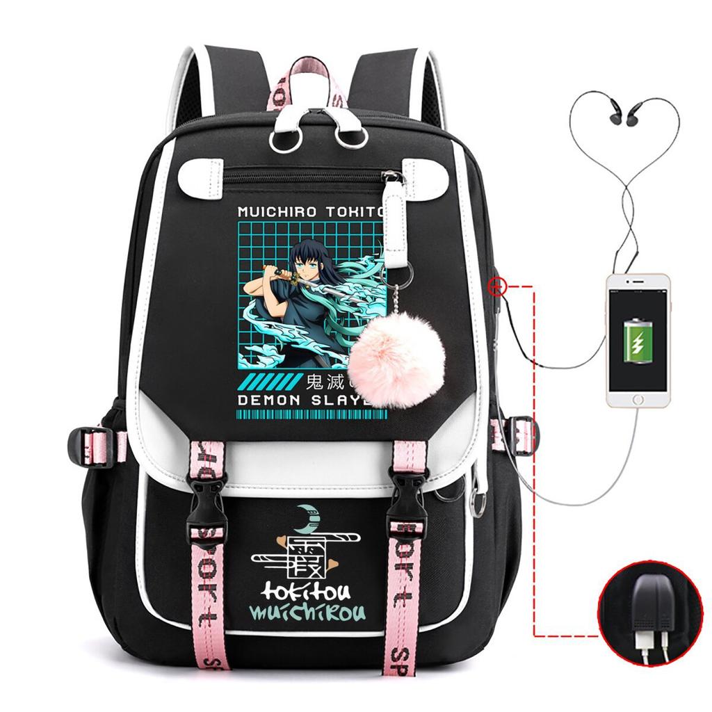 Anime Peripheral Backpack College Wind Junior High School Student High School Student with USB Multifunctional Student School Bag