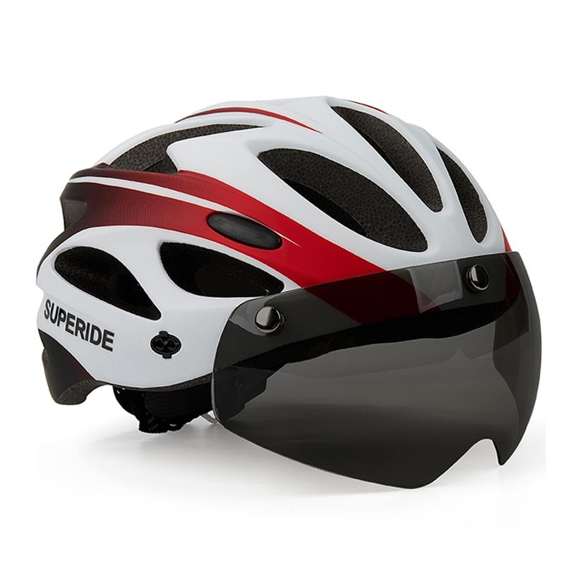 Casco de Bicicleta de Carretera Recargable Superide para Hombres y Mujeres Casco de Ciclismo con Visera y Luz Trasera Casco Deportivo para Bicicleta de Montaña MTB con Gafas