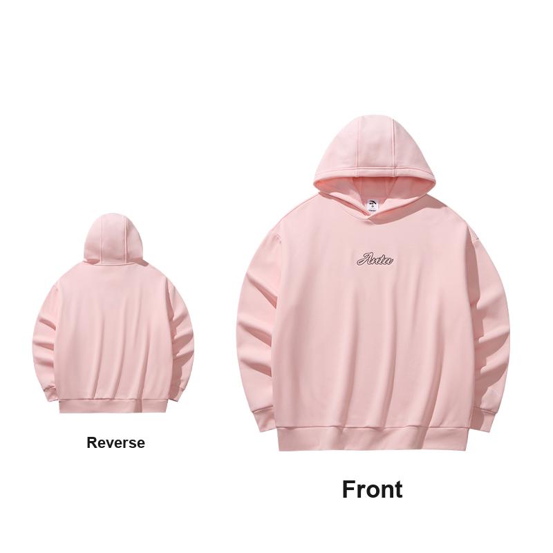 Anta Hooded Fleece Pullover Long Sleeve Knitted Casual Versatile Sweatshirt Unisex Sweatshirt Peach-Blossom-Pink 972618705N-2