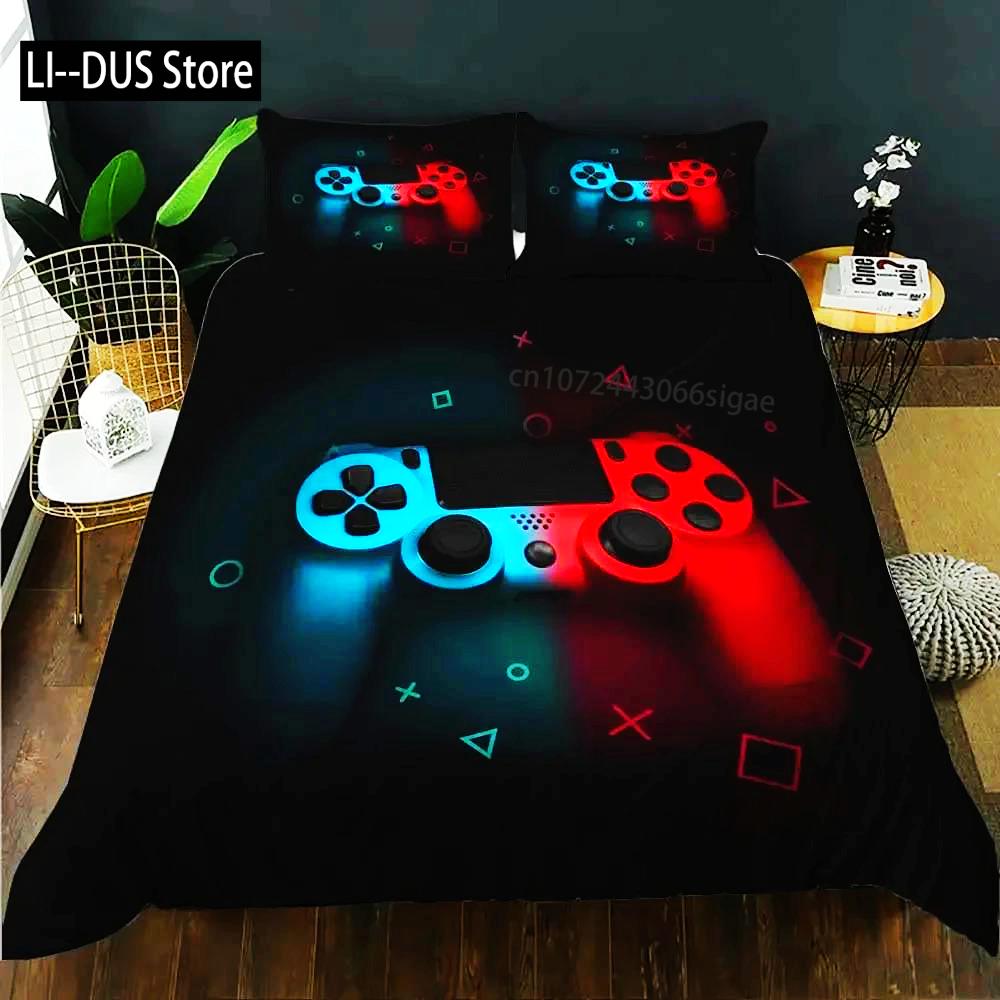 Gaming Bedding Set Game Bed Cover 135 For Adults Boys Soft Microfiber Modern Gamepad Duvet Cover Decorative With Pillowcase